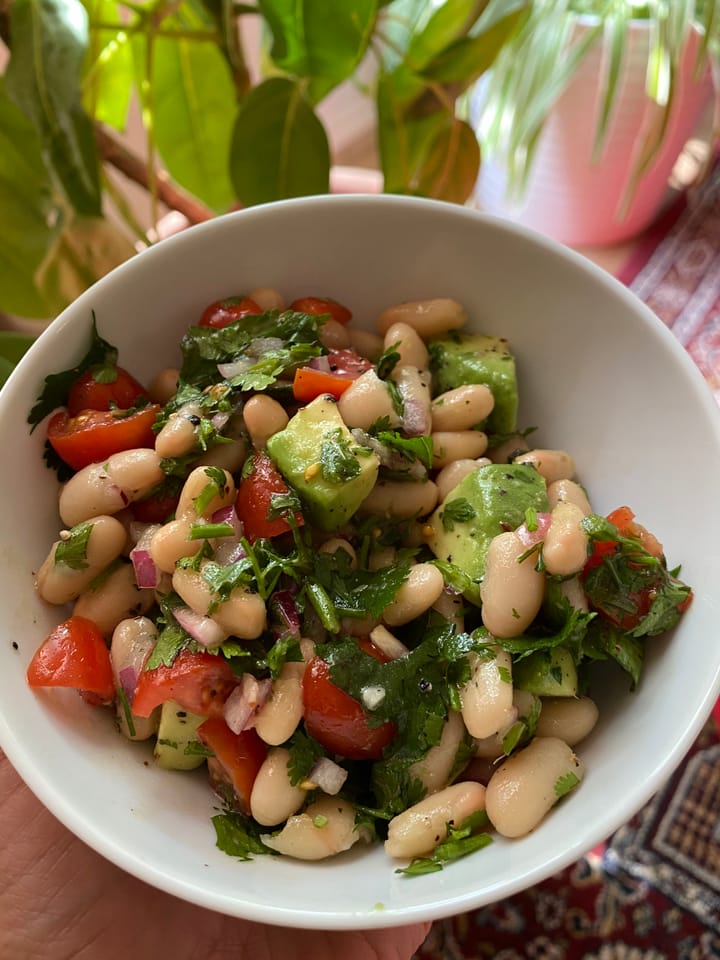 Cannellini Bean Salad with Avocado and Sweet Tomatoes