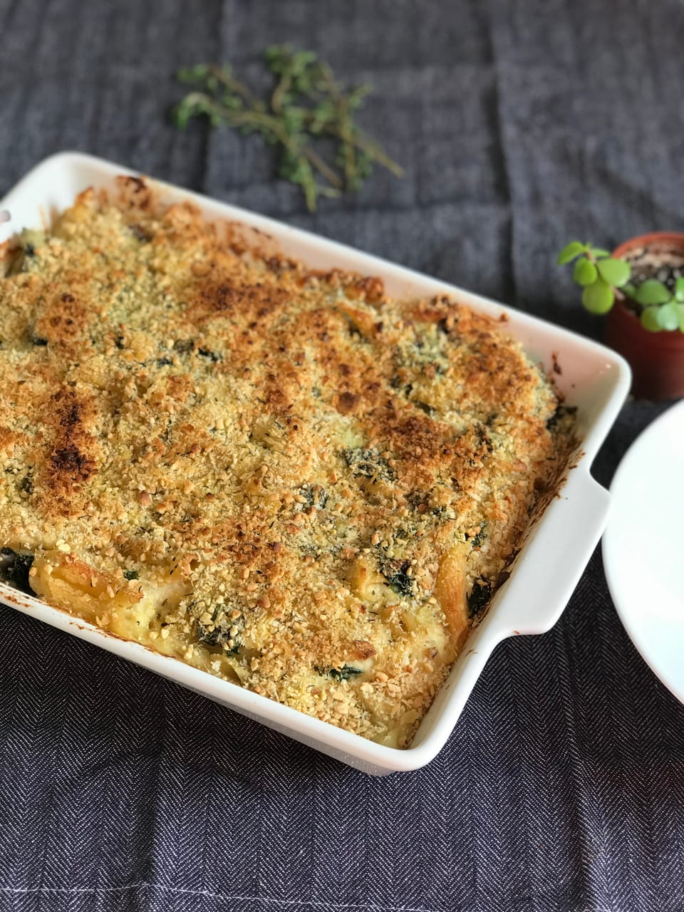 Creamy Kale and Mushroom Pasta Bake